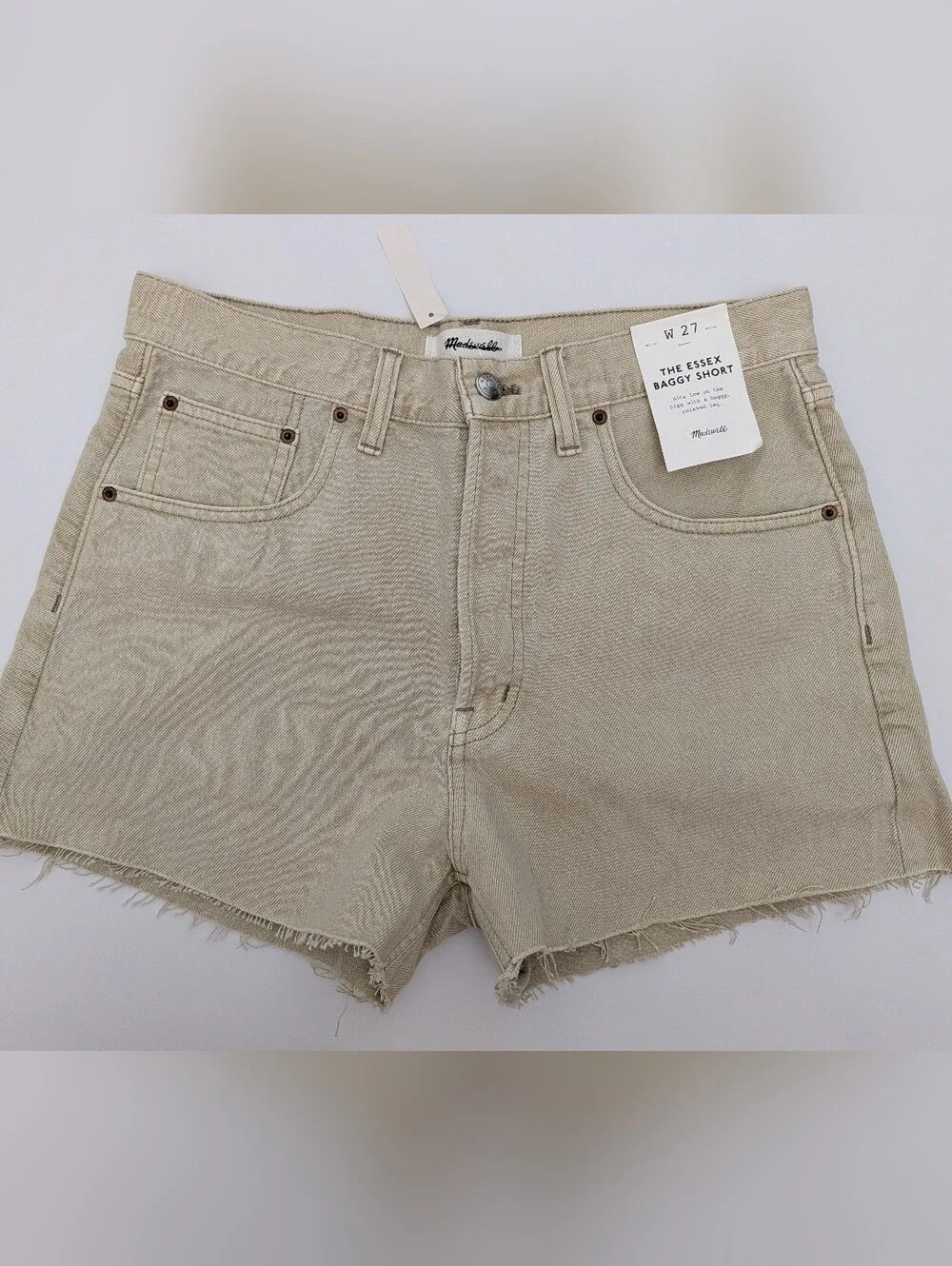 NEW Madewell The Essex Baggy Short Faded Khaki Size 27